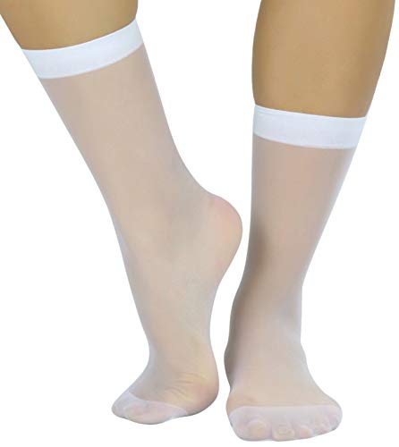Image of ToBeInStyle Women's Pack of 6 Trendy Sheer Nylon Crew Sock Stockings
