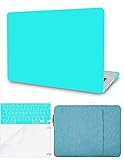 KECC Compatible with MacBook Pro 13 inch Case 2020-2022 Touch Bar M2 A2338 M1 A2289 A2251 Plastic Hard Shell + Keyboard Cover + Sleeve + Screen Protector (Matte Tiffany Blue)