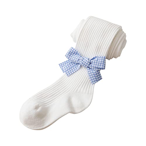 KAGAYD Toddler Tights Baby Girls Fashion Pants Bowknot Stockings Cute Panty Hose Soft and Elegant Pants (White, One Size)