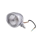 ベーツライト ヘッド ライト 4.5インチ バイザー付 H4 スリットタイプ ノスタルジック スタイル ビンテージ バイク カスタム パーツ 汎用品 (メッキボディ×クリアーレンズ)