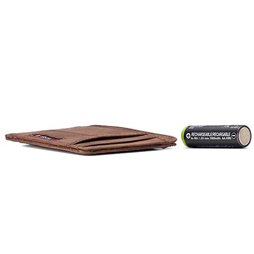 Image of Alpine Swiss RFID Minimalist Oliver Front Pocket Wallet For Men Leather Hampton Collection Nubuck Tan