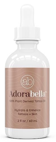 ADORABELLA Tattoo Oil Aftercare - 100% Plant-Derived Squalane for Hydrating & Brightening Tattoos, Improving Skin Texture - Vegan, All Skin Types, 2 Fl Oz