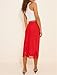 Thopavenoir Women Satin Floral Lace Trim Maxi Skirts Flowy Swing Silky A Line Skirt Y2k Going Out Half Slip Long Skirts (E Red, L)