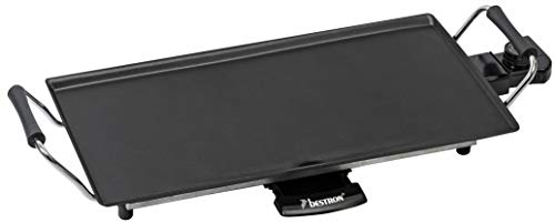 Foto von Bestron elektrischer Tischgrill, Plancha-/Teppanyaki-Grillplatte mit Antihaftbeschichtung, Grillspaß für bis zu 4 Personen, 2.000 Watt, Farbe; Schwarz, 47,5 x 25,5 cm, Sonstige