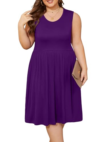 Image of DB MOON Womens 2026 Plus Size Tank Dresses Sleeveless Knee Length Sundress with Pockets