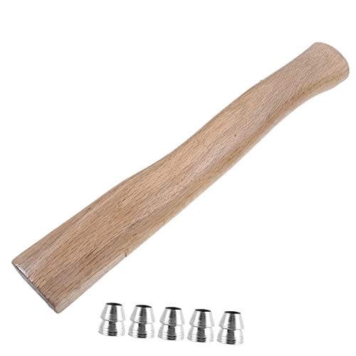 BAZEITFLOW Set Manico Di in Legno 40cm Con 5 Cunei Di Metallo Per Lavorazione Del Legno, Impugnatura Antiscivolo e Antiurto, Facile Da Installare Per Falegnami e Operai Edili