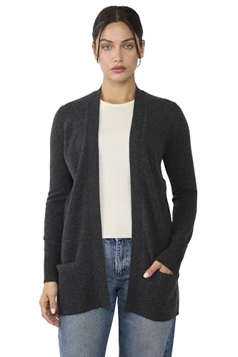 JENNIE LIU Womens 100% Cashmere Open Cardigan Sweater | Long Cardigan Sweaters for Women