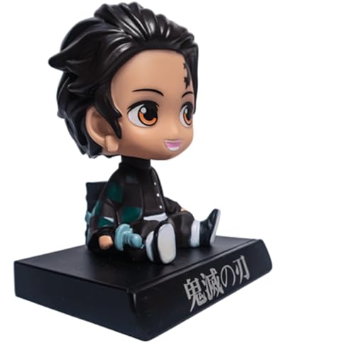 Image of Super Hero Action Figure Limited Edition Bobblehead with Mobile Holder for Car Dashboard, Office Desk & Study Table (Tanjiro)