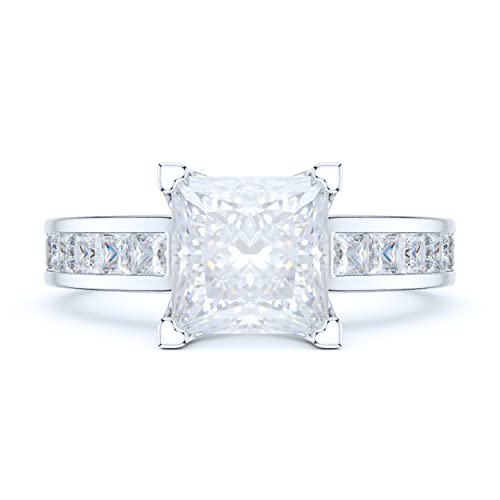 Prstani Sterling Silver 1.5Ct Classic Filigree Pattern Simulated Princess Cut Diamond Promise Engagement Ring (7) #TOP1