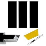 Dunviku Compatible with Bowtie Logo Wrap Stickers 11.8' x 4' 3PCS Compatible with Chevy Bowtie Emblem Wrap Kit with Spatula and Cutter Universal Black Logo Overlay (Matte Black)