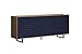 Produktbild trendteam smart living - Sentra - Sideboard - Dunkelblau/Eiche - Kommode mit 2 Türen und 3 Vollauszug Schubladen mit angesagter Fräsung - (BxHxT) 183 x 75 x 40 cm - schwarze Metall Griffe und Füße