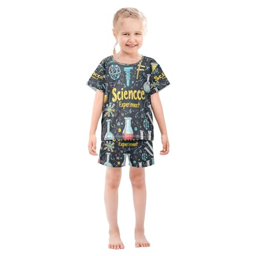 ALAZA Science Physics Blue Pajamas Set Short Sleeve Cotton Sleepwear Summer Pjs 2 Piece 5-14Y3