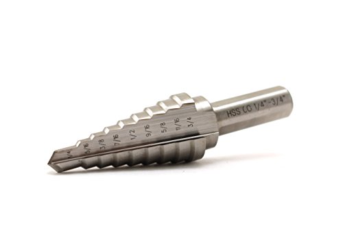 TEMO M35 Cobalt Double Flute Step Drill, 9 Size From 1/4 Inch