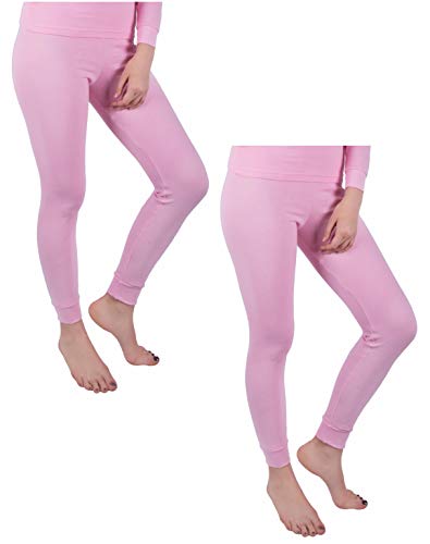 Andrew Scott Women's 2 Pack Long Thermal Fleece Cotton Legging Pants (Large / 8, 2 Pack-Pink)