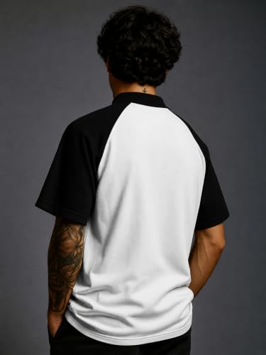 Image of Jump Cuts Mens Printed Polo Neck Full Sleeve Black and Beige Cotton Blend T-Shirt