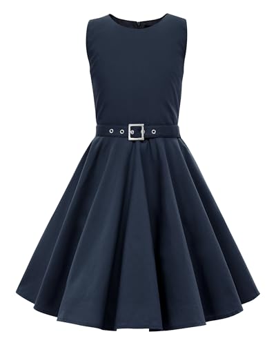 BlackButterfly Kinder'Audrey' Vintage Clarity Kleid im 50er-Jahre-Stil (Nachtblau, 11-12 Jahre)