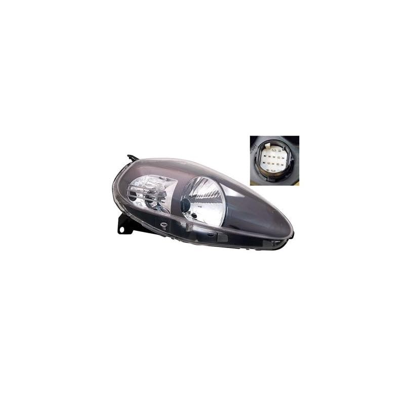 Repiauto Faro delantero derecho H4 base negra con piloto intermitente compatible con Fiat Grande Punto 2005-2008