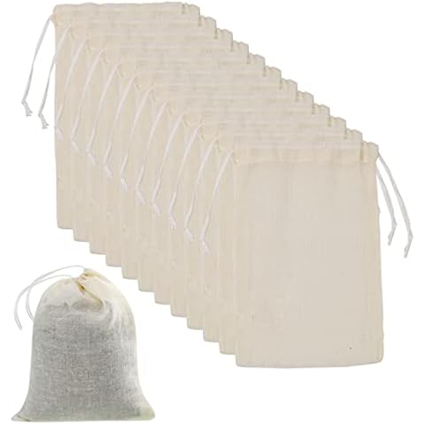 Hemiks 30 Pcs Big Muslin Bags, 4x6inch Cotton Muslin Drawstring Bags Cotton Drawstring Pouches Muslin Cloths for Cooking Spices Tea Coffee Filter Bags Soap Nuts Gift Bag 10x15cm Cover