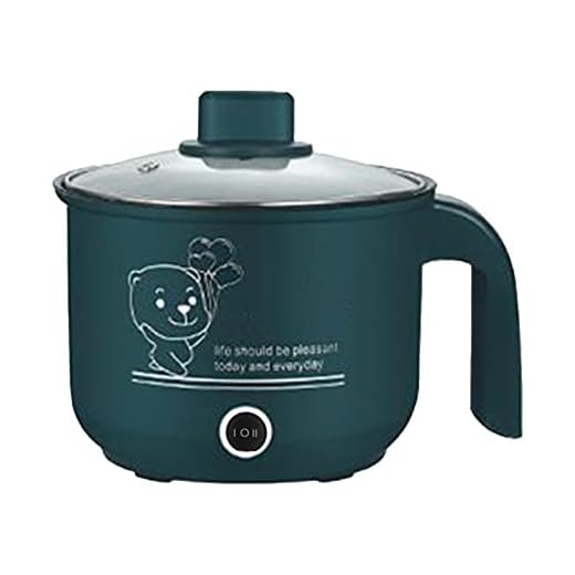 Milageto Pentola Elettrica, Padella Elettrica Antiaderente Multiuso Domestico Fornello per Tagliatelle, Fornello Ramen Elettrodomestici Da Cucina per Fry, VERDE