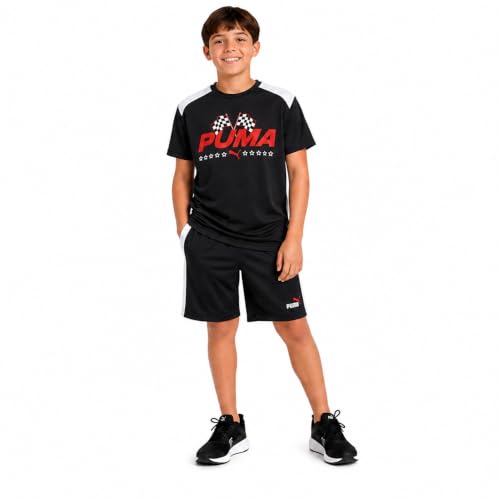 Image of PUMA Boys Active Shorts Set - 2 Piece Dry Fit T-Shirt and Performance Gym Shorts - Activewear Clothing Set for Boys (4-16)
