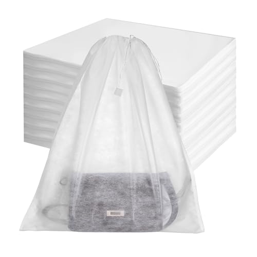 100 Pcs Dust Bags for Handbags, Dust Bags for Purses Storage Bags for Handbags Non-Woven Breathable Drawstring Handbag Dust Cover for Purses Shoes Boots Clothes Home Travel(15.7inx19.7in)