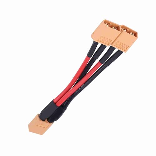 OVAQUIXI Parallel Adapter 14AWG Cable, Connect 2 Batteries in Parallel, Suitable for RC Lipo, Double Output Capacity (1 Male and 2 Female) (1 Female and 2 Male)