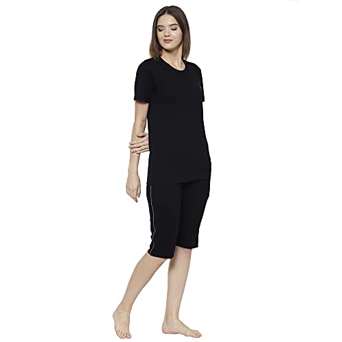 Image of Mack Jonney Regular Fit Cotton Blend Women's Capris Set Night Suits (Pack of 2-MACK633577)