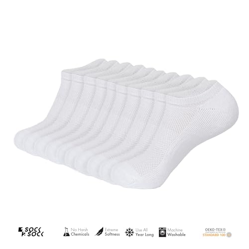 1SOCK2SOCK - Unisex 10 Pairs No-Show Low Cut Athletic Running Socks - Breathable Cotton, Cushioned, Moisture Wicking2