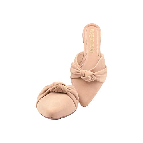 Mule Feminino Rasteirinha Camurça Nude Eleganteria Tamanho:36;Cor:Natural Nude
