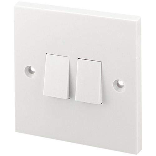 Mr Gadget's Solutions 2 GANG 2 WAY DOUBLE LIGHT SWITCH WHITE PLASTIC 10 AMP SINGLE PLATE