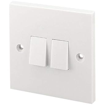 Mr Gadget's Solutions 2 GANG 2 WAY DOUBLE LIGHT SWITCH WHITE PLASTIC 10 AMP SINGLE PLATE
