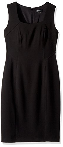 Tahari by Arthur S. Levine Women's Sleeveless Square Neck Sheath Dress, Black, 4