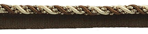 Décopro 9 Yard Value Pack Of Medium 4/16 Inch Dark Brown, Sand, Noblesse Collection Lip Cord Style# 0416H Color: Espresso Latte - D2A2 (27 Ft / 8 Meters) #TOP19