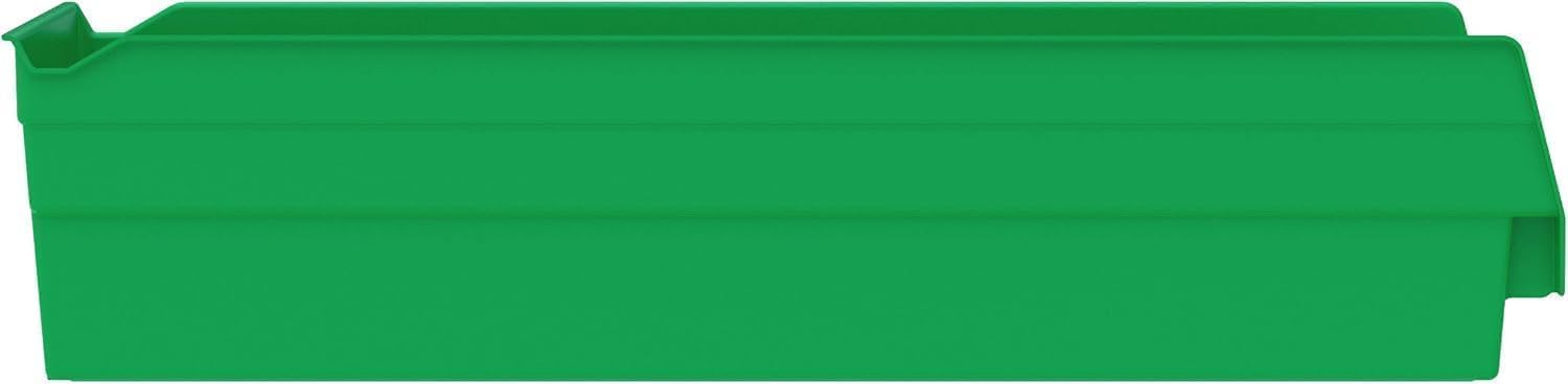 Akro-Mils 30138 Plastic Shelf Bins, Heavy Duty Storage Bins for Garage, Closet, and Drawer Organization, 18" x 6-1/2" x 4", Green, 12-Pack