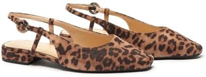 C.Paravano Slingback Flats | Women's Slingback Shoes | Low Heels | Square Toe Flat | Sandals Women | Block Heel Slingback Sandals(Size 8,Leopard) - Image 4
