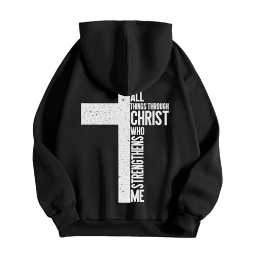 Living Proof of A Loving God Hoodies for Men Long Sleeve Oversized Hoodies Christian Faith Religious Pullover