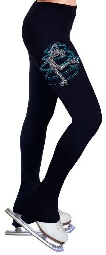 NY2 SPORTSWEAR Figure Skating Practice Pants with Rhinestones R230 (Child Extra Small) Black
