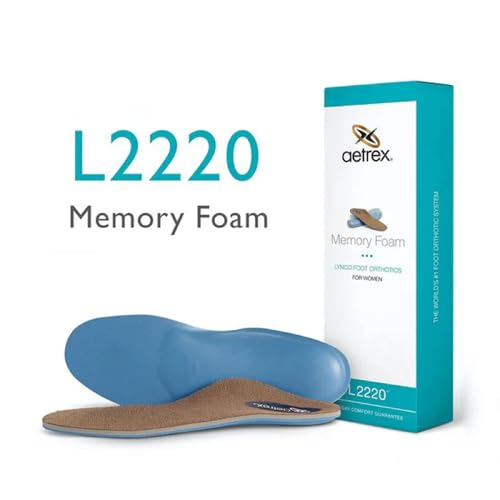 Image of Aetrex L2220 Memory Foam Posted Heel Plantar Fasciitis Insoles for Women - Flat Feet Balance Low Arch Support Inserts Women All Day