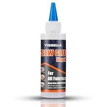 Visbella Fabric Glue, Sew Glue Liquid Stitch, Strong Bond Permanent Washable Craft Adhesive, for All Fabrics, Clothing, Tent, Curtain, Sofa Cover Repair & Make Patches 4.0 FL.OZ.