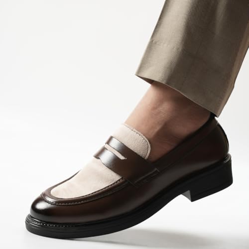 Image of Monkstory Cosmopolitan Contrast Penny Loafers - Brown /Beige