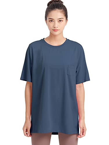 ルーパ(loopa) エッセンシャル Tシャツ 半袖 レディース ヨガウェア トップス ジムウェア スポーツTシャツ スーパーストレッチ 速乾 接触冷感 / ネイビー Lサイズ