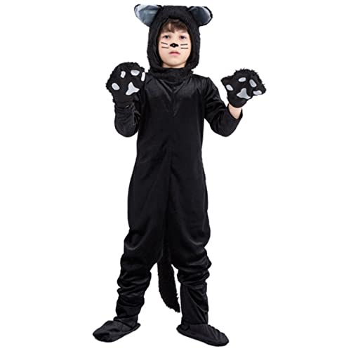 KOMBIUDA Disfraz de Gato de Felpa para Niños Halloween Fiesta Disfraz Divertido Reutilizable