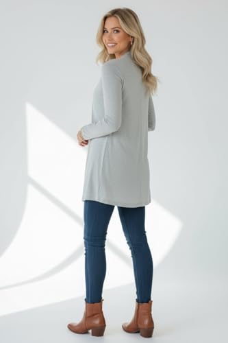 Image of ToBeInStyle Womens Open Front Long Sleeve Lightweight Asymmetrical Draped Cardigan with Side Pockets