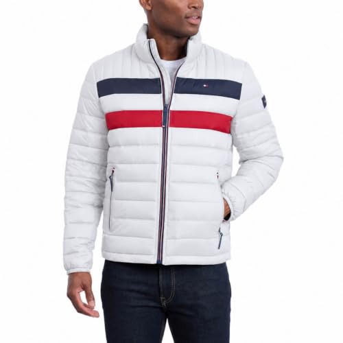 Image of Tommy Hilfiger Mens Embroidered Logo Puffer Jacket