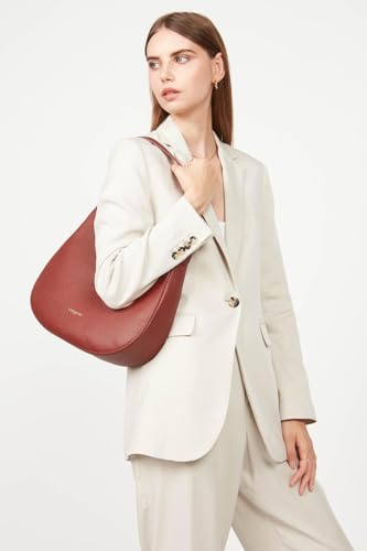 Sac besace LANCASTER Milano Horizon grand format en cuir grainé carmin pour femme active - 6