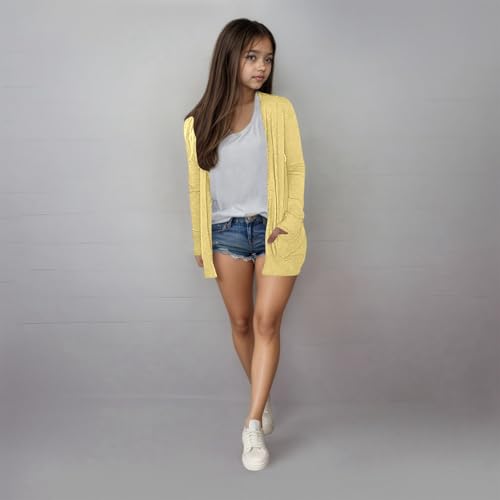 Girls Cardigan Sweaters Kids Open Front Long Sleeve Knit Sweater Cute Casual Oversized Outerwear with Pockets 5-14 Years4