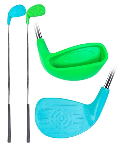 KOFULL Golf Clubs with Oversize Plastic Head, Extra Long Steel Shaft 37' for Golf Yard Game,2 Right-Handed Clubs for Backyard Games Adults, Hit Plastic/Foam Balls in Grass, Parks, Sands