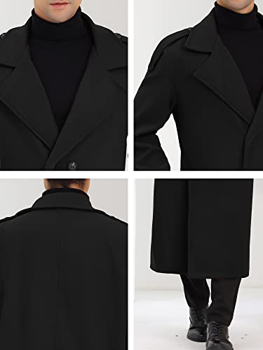 Image of Lars Amadeus Men's Winter Pea Coat Notch Lapel Double Breasted Solid Color Overcoat
