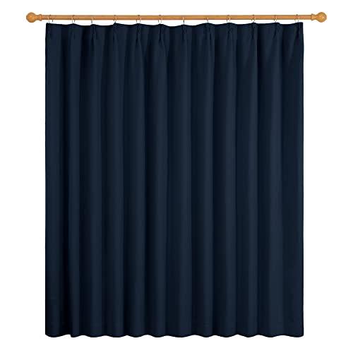 Deconovo 1級遮光カーテン 幅200cm丈178cm 全12色 UVカット 断熱 おしゃれ 節電対策 昼夜目隠し 1枚入 紺色