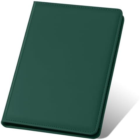 Lcjtop Junior Padfolio Portfolio with 5 x 8 Writing Pad, A5 Business Portfolio Binder Folder Organizer Case for Men Women, Green Cover